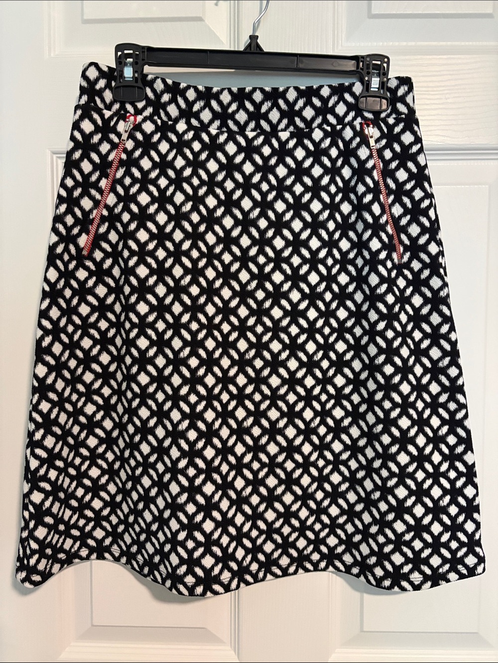 Black and White Geometric A-Line Skirt